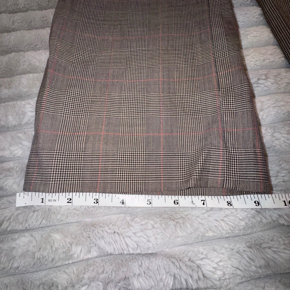 Ralph Lauren LRL Women's 4 Houndstooth Wide Leg Pants‎ Brown Red Wool Equestrian - Picture 5 of 13